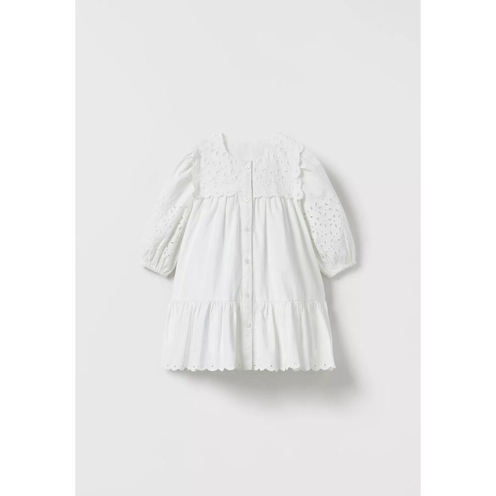 ZARA Girls White Poplin Dress Size 2-3 Years